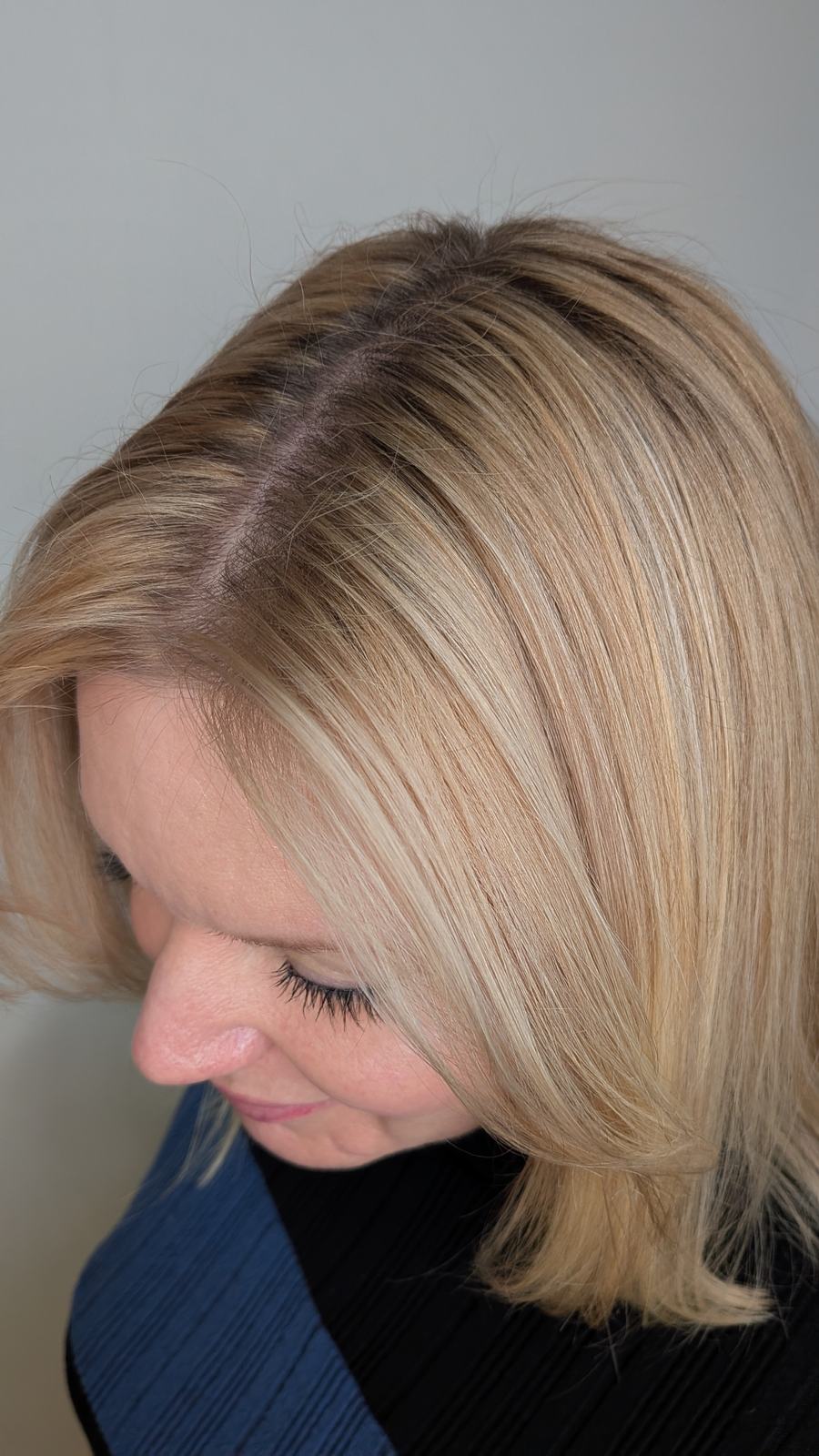 Client hair result — blonde highlights