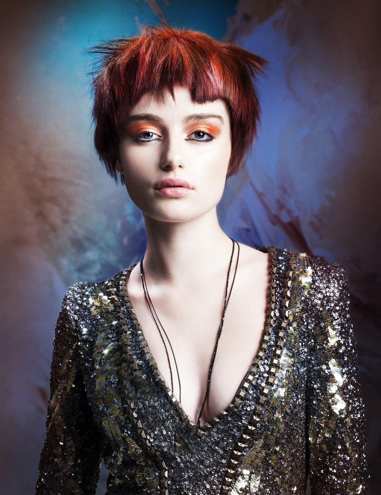 Editorial red short cut — Michelle Nahmad for Haremane Ottawa